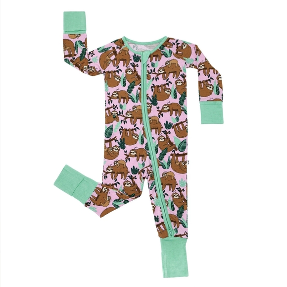 Little Sleepies Other - Little Sleepies Pink Sleepy Sloths Zippy 0-3M NEW NWT NIB